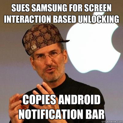 Sues samsung for screen interaction based unlocking copies android notification bar  