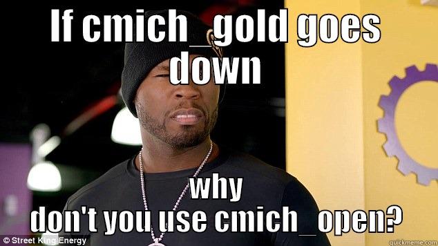 50 cent confused - IF CMICH_GOLD GOES DOWN WHY DON'T YOU USE CMICH_OPEN? Misc