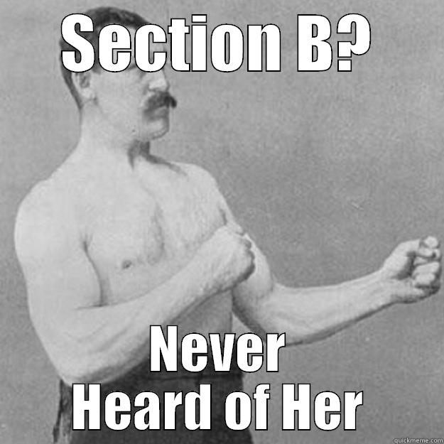SECTION B? NEVER HEARD OF HER overly manly man