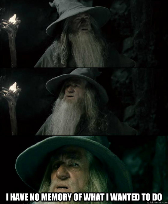  I have no memory of what I wanted to do  Confused Gandalf