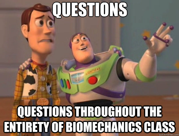 questions questions throughout the entirety of biomechanics class  Toy Story