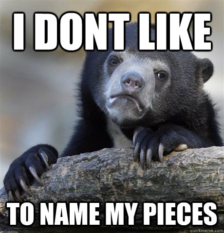 I dont like  to name my pieces  Confession Bear