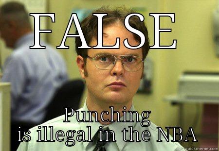 FALSE PUNCHING IS ILLEGAL IN THE NBA Schrute