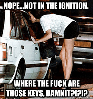 Nope...not in the ignition. Where the fuck are those keys, damnit?!?!?  Karma Whore