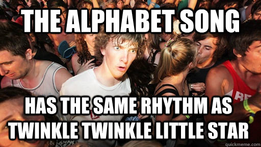 The alphabet song has the same rhythm as Twinkle twinkle little star   Sudden Clarity Clarence