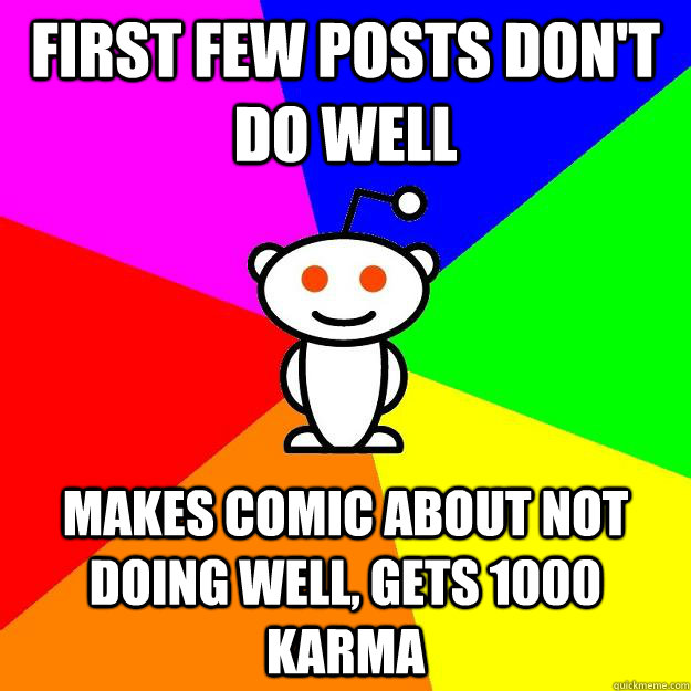 first few posts don't do well makes comic about not doing well, gets 1000 karma  Reddit Alien