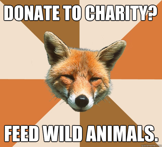 Donate to charity?
 Feed wild animals.  Condescending Fox