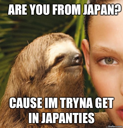 are you from Japan? cause im tryna get in japanties  rape sloth