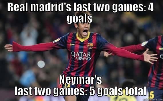 REAL MADRID'S LAST TWO GAMES: 4 GOALS  NEYMAR'S LAST TWO GAMES: 5 GOALS TOTAL Misc