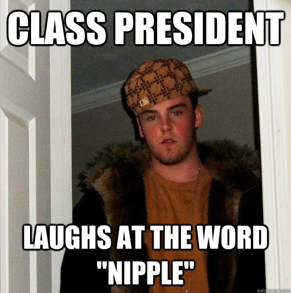Class president laughs at the word 