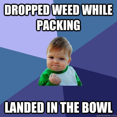 Dropped weed while packing  Landed in the bowl - Dropped weed while packing  Landed in the bowl  Success Kid