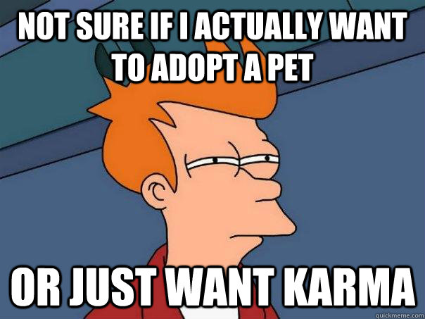 Not Sure if I actually want to adopt a pet or just want karma  Futurama Fry