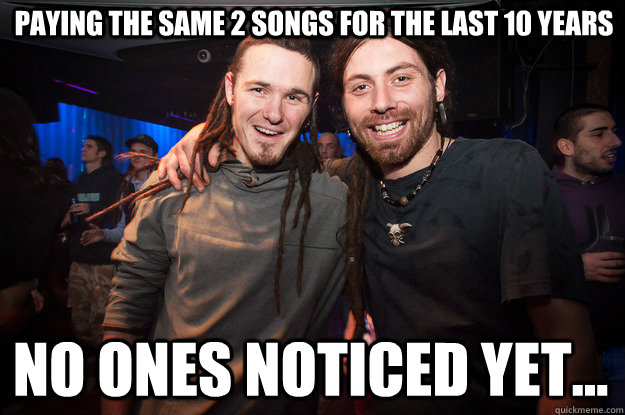 paying the same 2 songs for the last 10 years no ones noticed yet...  Cool Psytrance Bros