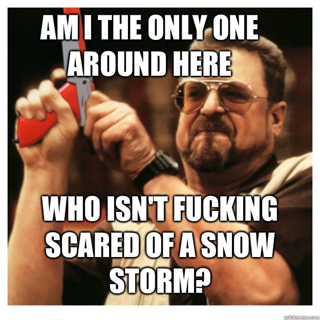 Am i the only one around here Who isn't fucking scared of a snow storm?   John Goodman