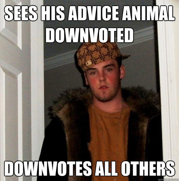 Sees his advice animal downvoted downvotes all others  Scumbag Steve