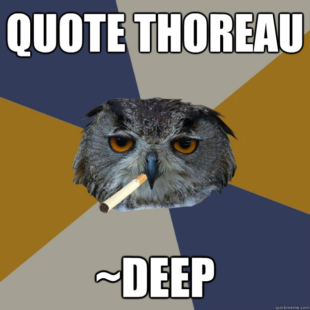 Quote Thoreau ~deep  Art Student Owl