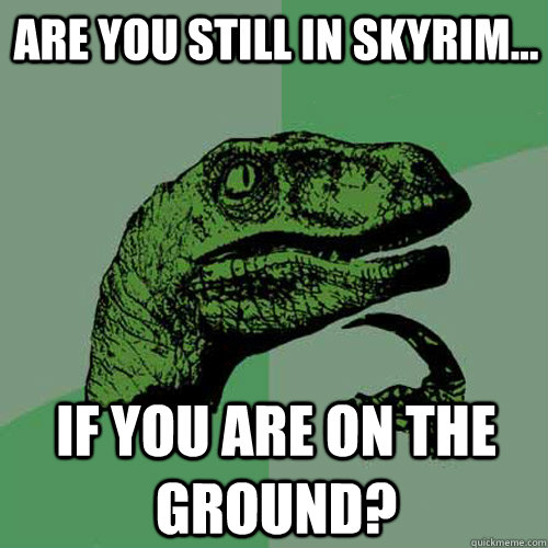 Are you still in Skyrim... If you are on the ground?  Philosoraptor