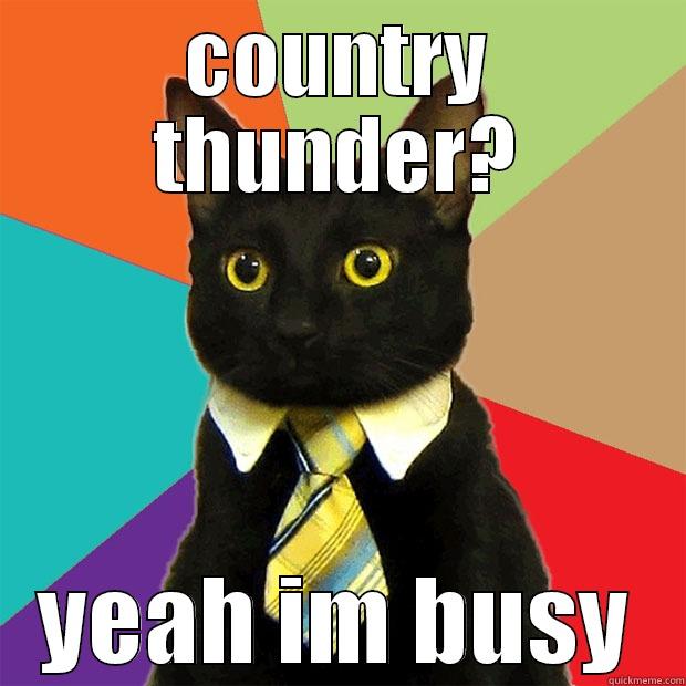 COUNTRY THUNDER? YEAH IM BUSY Business Cat