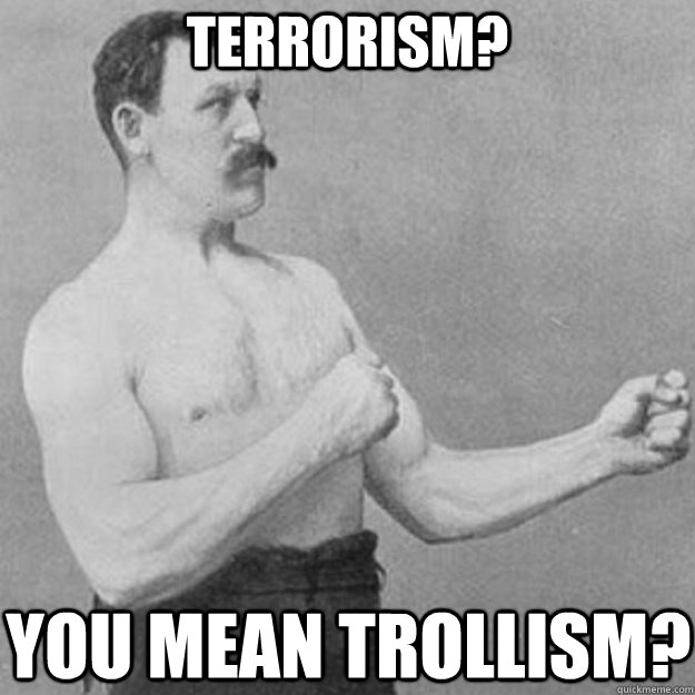 Terrorism?  You mean Trollism?   overly manly man