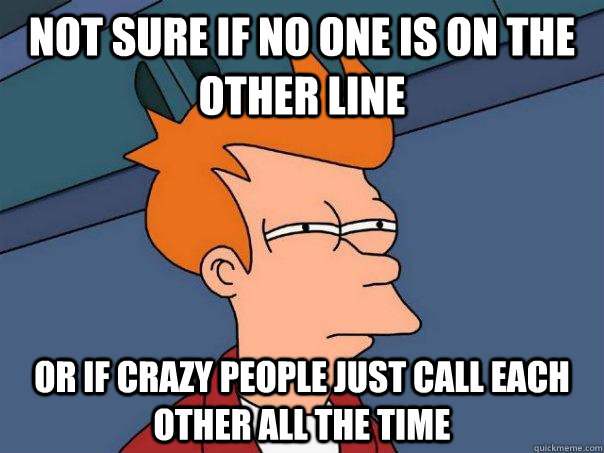 Not sure if no one is on the other line Or if crazy people just call each other all the time  Futurama Fry