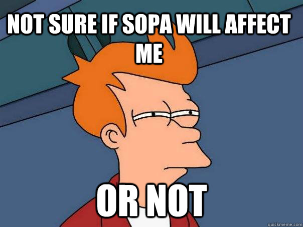 Not sure if SOPA will affect me or not  Futurama Fry