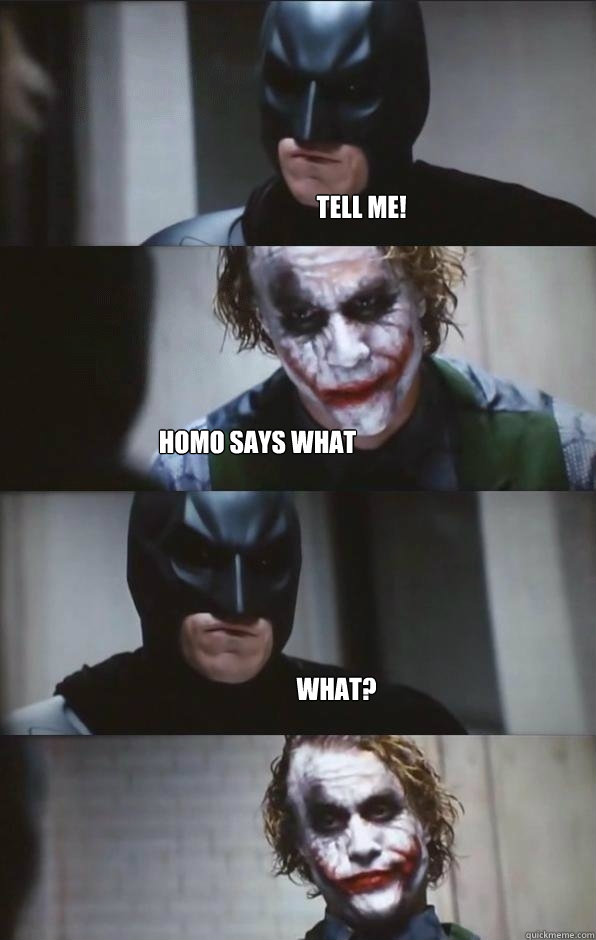 Tell me! Homo says what What? - Tell me! Homo says what What?  Batman Panel