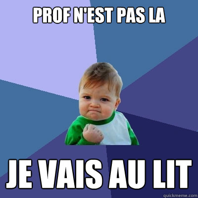 PROF N'est pas la Je vais au lit  - PROF N'est pas la Je vais au lit   Success Kid