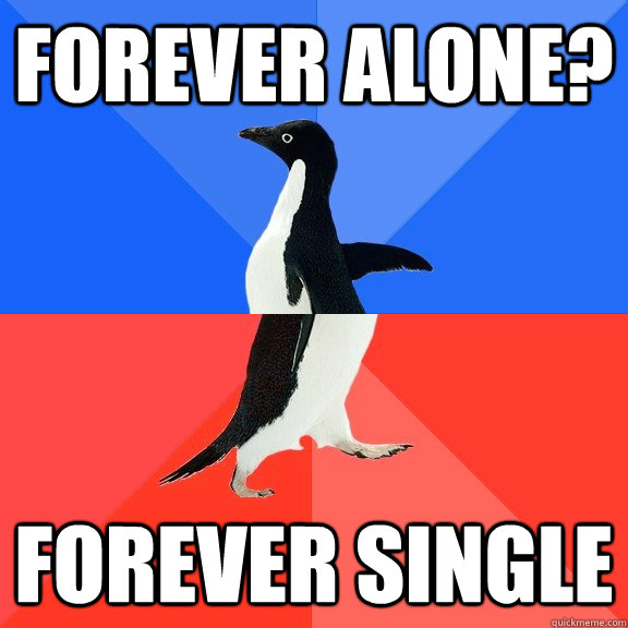 Forever alone? Forever single  Socially Awkward Awesome Penguin