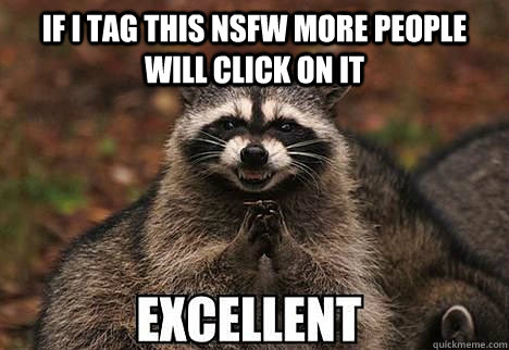 if I tag this nsfw more people will click on it   evil racoon