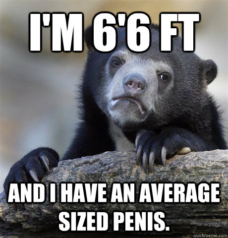 I'm 6'6 ft and i have an average sized penis.  Confession Bear