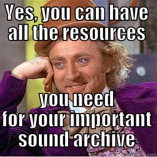 YES, YOU CAN HAVE ALL THE RESOURCES YOU NEED FOR YOUR IMPORTANT SOUND ARCHIVE Condescending Wonka