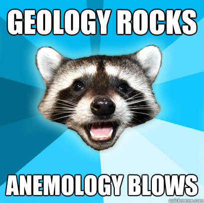 geology rocks anemology blows  Lame Pun Coon