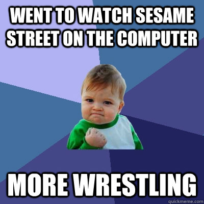 Went to watch Sesame street on the computer More wrestling  Success Kid