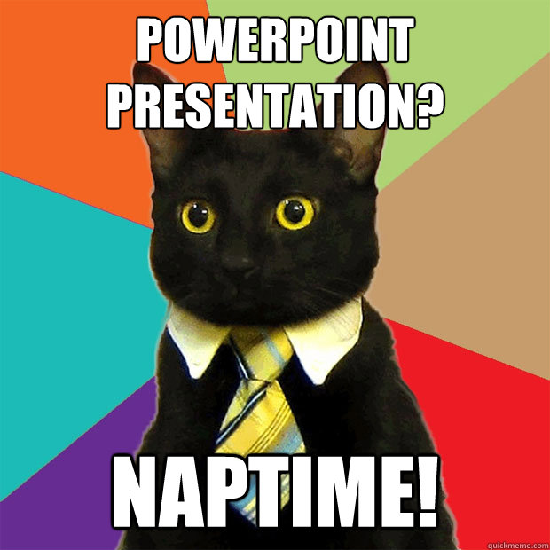 powerpoint presentation? Naptime!  Business Cat