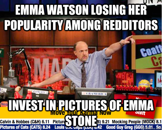 Emma Watson losing her popularity among redditors Invest in Pictures of Emma Stone  Mad Karma with Jim Cramer