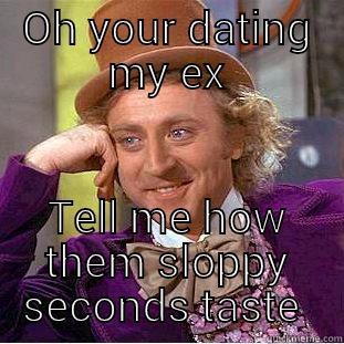 OH YOUR DATING MY EX TELL ME HOW THEM SLOPPY SECONDS TASTE  Condescending Wonka