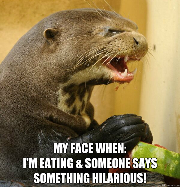 My Face When: 
I'm eating & someone says something hilarious! - My Face When: 
I'm eating & someone says something hilarious!  Crying Otter