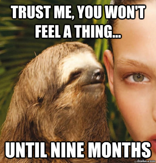 trust me, you won't feel a thing... until nine months  rape sloth