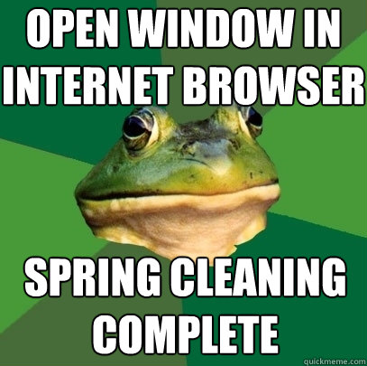 open window in Internet browser spring cleaning complete - open window in Internet browser spring cleaning complete  Foul Bachelor Frog