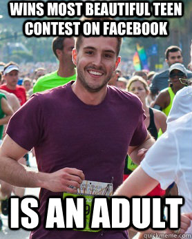 Wins most beautiful teen contest on Facebook is an adult  Ridiculously photogenic guy