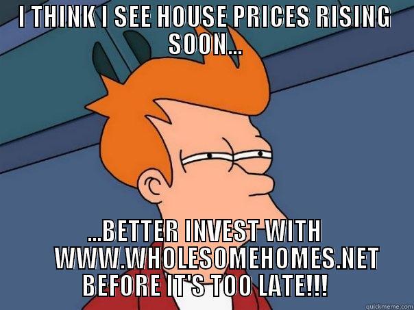 I THINK I SEE HOUSE PRICES RISING SOON... ...BETTER INVEST WITH      WWW.WHOLESOMEHOMES.NET BEFORE IT'S TOO LATE!!! Futurama Fry