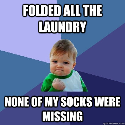 Folded all the laundry None of my socks were missing   Success Kid