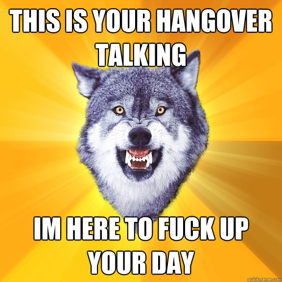 This is your hangover talking im here to fuck up your day  Courage Wolf