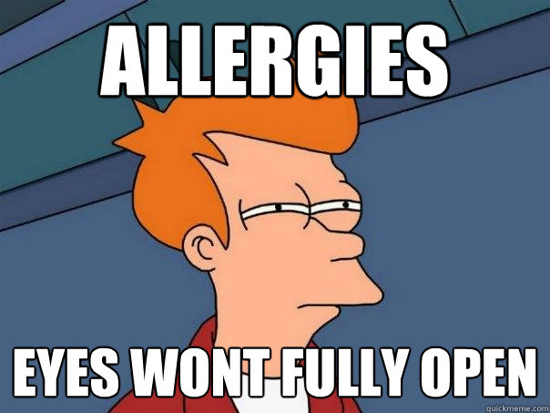 ALLERGIES EYES WONT FULLY OPEN  Futurama Fry