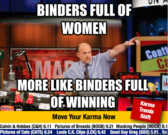 Binders full of Women more like binders full of winning  - Binders full of Women more like binders full of winning   Mad Karma with Jim Cramer