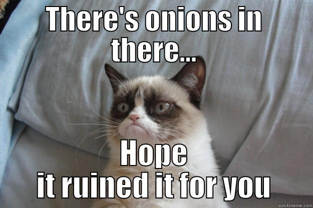 THERE'S ONIONS IN THERE... HOPE IT RUINED IT FOR YOU Grumpy Cat