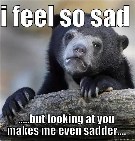 I FEEL SO SAD  .....BUT LOOKING AT YOU MAKES ME EVEN SADDER.... Confession Bear