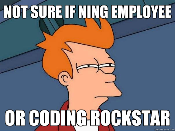 Not sure if Ning employee Or coding rockstar  Futurama Fry