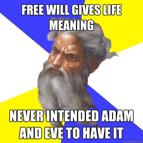 Free will gives life meaning never intended adam and eve to have it  Advice God