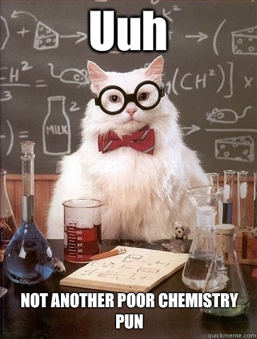 Uuh NOT ANOTHER POOR CHEMISTRY PUN  Chemistry Cat